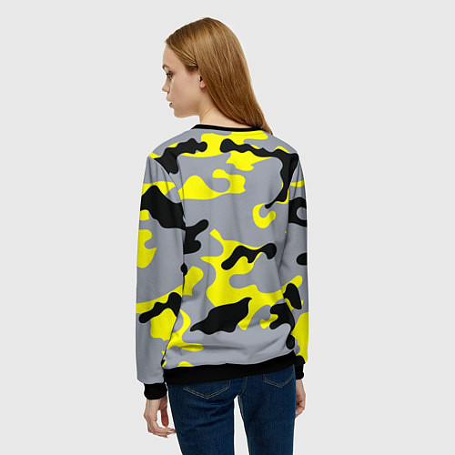 Женский свитшот Yellow & Grey Camouflage / 3D-Черный – фото 4