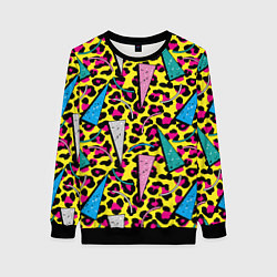Свитшот женский 80s Leopard, цвет: 3D-черный
