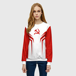 Свитшот женский СССР воин, цвет: 3D-белый — фото 2
