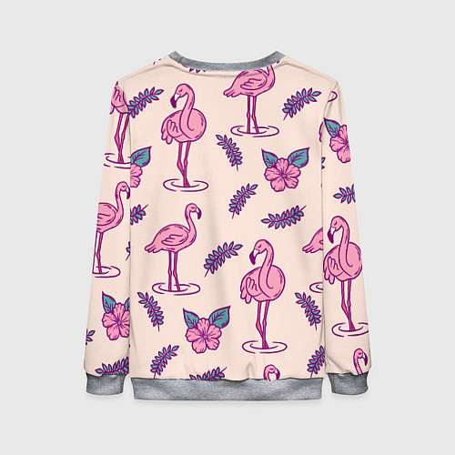 Женский свитшот Фламинго: розовый мотив / 3D-Меланж – фото 2
