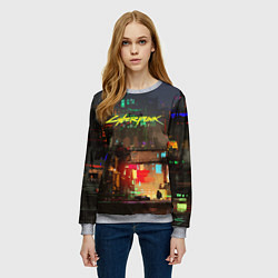 Свитшот женский Cyberpunk 2077: Night City, цвет: 3D-меланж — фото 2