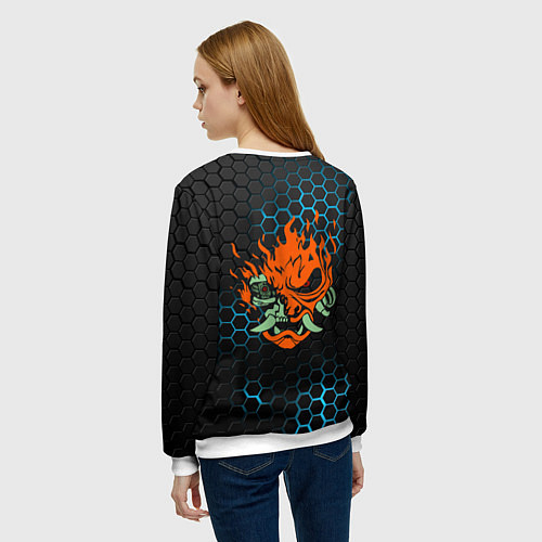 Женский свитшот Cyberpunk 2077: Blue Carbon / 3D-Белый – фото 4