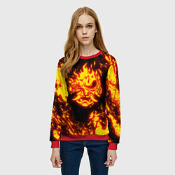 Свитшот женский Cyberpunk 2077: FIRE SAMURAI, цвет: 3D-красный — фото 2