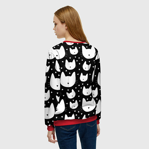 Женский свитшот Love Cats Pattern / 3D-Красный – фото 4