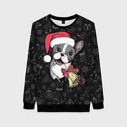 Свитшот женский Merry Christmas - french bulldog, цвет: 3D-черный