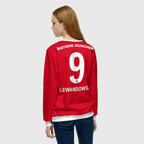 Женский свитшот FC Bayern: Lewandowski Home 19-20 / 3D-Белый – фото 4