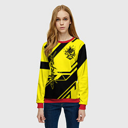 Свитшот женский Cyberpunk 2077: Yellow Samurai, цвет: 3D-красный — фото 2