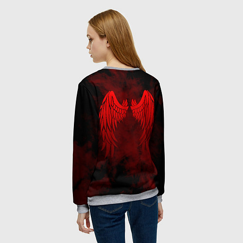 Женский свитшот LUCIFER КРЫЛЬЯ / 3D-Меланж – фото 4