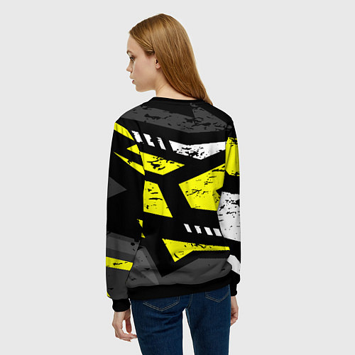 Женский свитшот Black yellow abstract sport style / 3D-Черный – фото 4