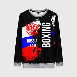 Свитшот женский Boxing Russia Team и герб РФ, цвет: 3D-меланж