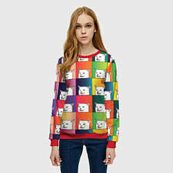 Свитшот женский Woman Yelling at Cat, цвет: 3D-красный — фото 2