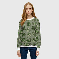 Свитшот женский Камуфляж с котиками хаки, цвет: 3D-белый — фото 2