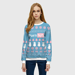 Свитшот женский Pornhub - christmas sweater, цвет: 3D-белый — фото 2