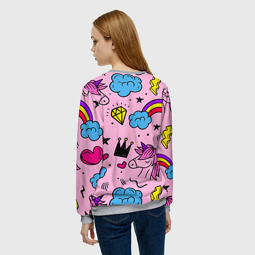 Женский свитшот Единороги / 3D-Меланж – фото 4