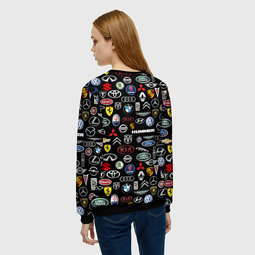 Женский свитшот ЛОГОТИПЫ АВТО БРЕНДОВ / 3D-Черный – фото 4