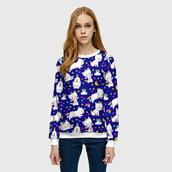 Свитшот женский Кот-Единорог, цвет: 3D-белый — фото 2