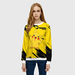 Свитшот женский PIKACHU: PIKA PIKA, цвет: 3D-белый — фото 2
