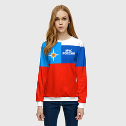 Свитшот женский Флаг МЧС России, цвет: 3D-белый — фото 2