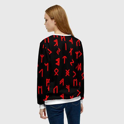 Женский свитшот КРАСНЫЕ РУНЫ / 3D-Белый – фото 4