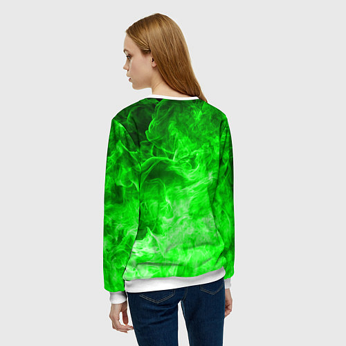 Женский свитшот ОГОНЬ GREEN NEON / 3D-Белый – фото 4
