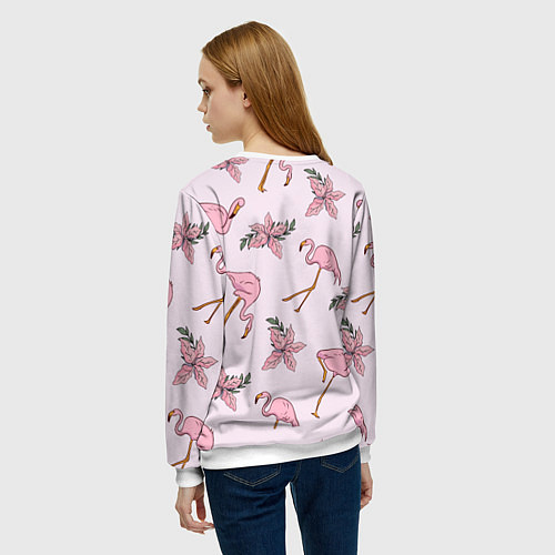 Женский свитшот Розовый фламинго / 3D-Белый – фото 4
