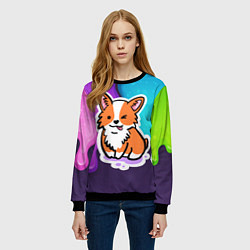 Свитшот женский Милый корги, цвет: 3D-черный — фото 2