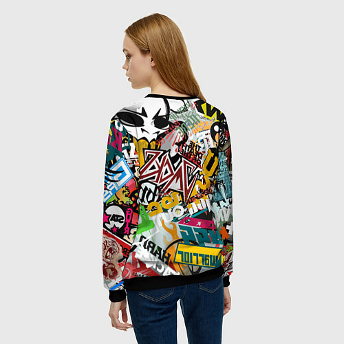 Женский свитшот Стикеры / 3D-Черный – фото 4