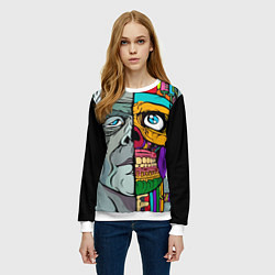 Свитшот женский Франкенштейн, цвет: 3D-белый — фото 2