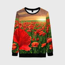 Женский свитшот Красный мак на закате