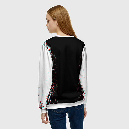 Женский свитшот CYBERPUNK 2077 SAMURAI GLITCH / 3D-Белый – фото 4