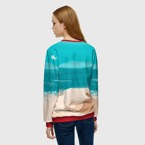 Женский свитшот Медвежонок серфер / 3D-Красный – фото 4