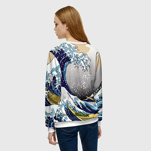Женский свитшот The great wave off kanagawa / 3D-Белый – фото 4