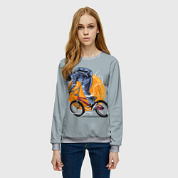 Свитшот женский Космический велосипедист Z, цвет: 3D-меланж — фото 2