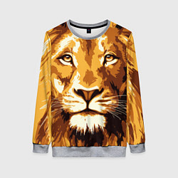 Свитшот женский Взгляд льва, цвет: 3D-меланж