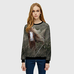 Свитшот женский Конь, цвет: 3D-черный — фото 2