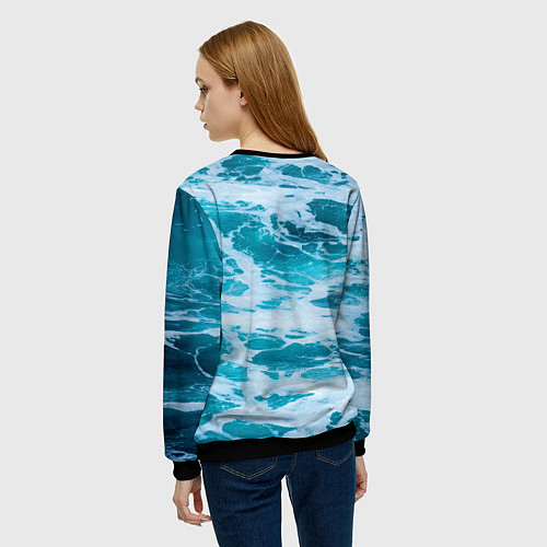 Женский свитшот Вода волны пена море / 3D-Черный – фото 4