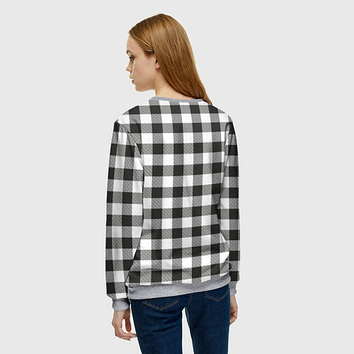 Женский свитшот Черно-белая клетка / 3D-Меланж – фото 4