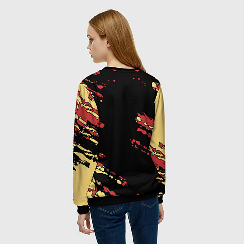 Женский свитшот Киргизия - агрессивный волк / 3D-Черный – фото 4