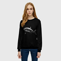 Свитшот женский Акула, цвет: 3D-черный — фото 2