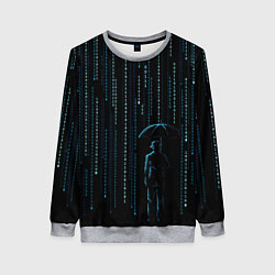 Свитшот женский Двоичный дождь, матрица, цвет: 3D-меланж