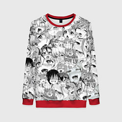 Свитшот женский Ahegao monochrome, цвет: 3D-красный