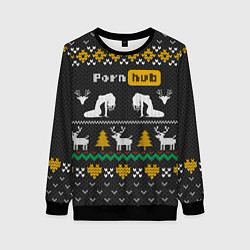 Свитшот женский Pornhub свитер с оленями, цвет: 3D-черный