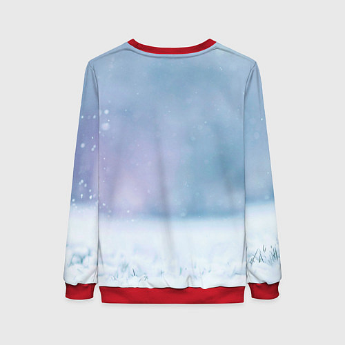 Женский свитшот Чихуахуа в снегу / 3D-Красный – фото 2