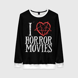 Свитшот женский I Love Horror Movies, цвет: 3D-белый