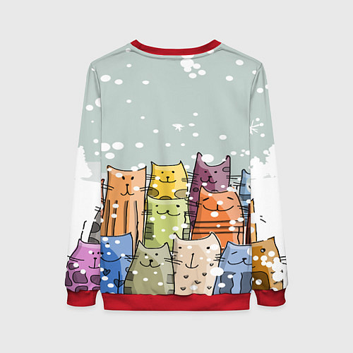 Женский свитшот Котики / 3D-Красный – фото 2