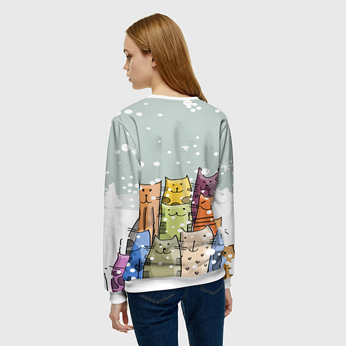 Женский свитшот Котики / 3D-Белый – фото 4