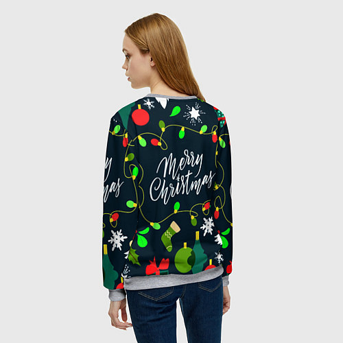 Женский свитшот Merry Christmas / 3D-Меланж – фото 4
