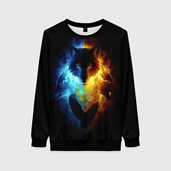 Свитшот женский Волки в огне, цвет: 3D-черный