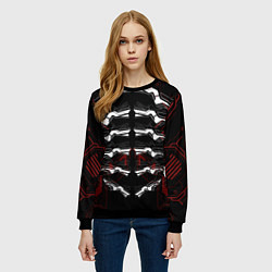 Свитшот женский Цифровой киберскелет, цвет: 3D-черный — фото 2