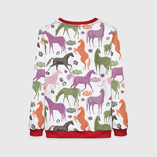 Женский свитшот Лошадки / 3D-Красный – фото 2